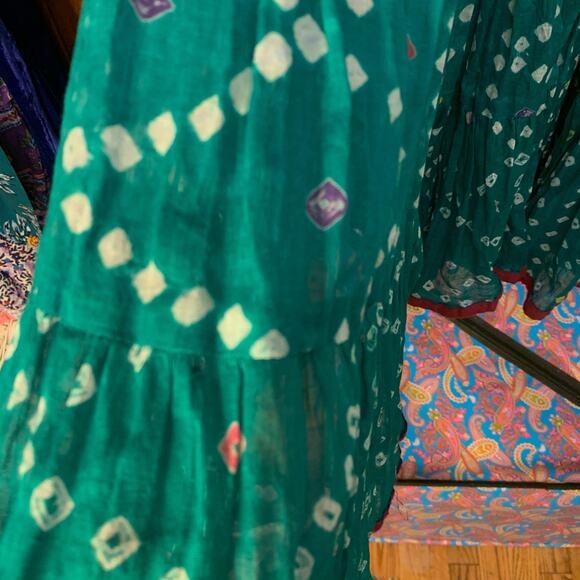 VINTAGE 70's SEVENTIES ADINI COTTON BLOCK PRINT WRAP SKIRT S FESTIVAL BOHO! - Picture 2 of 9